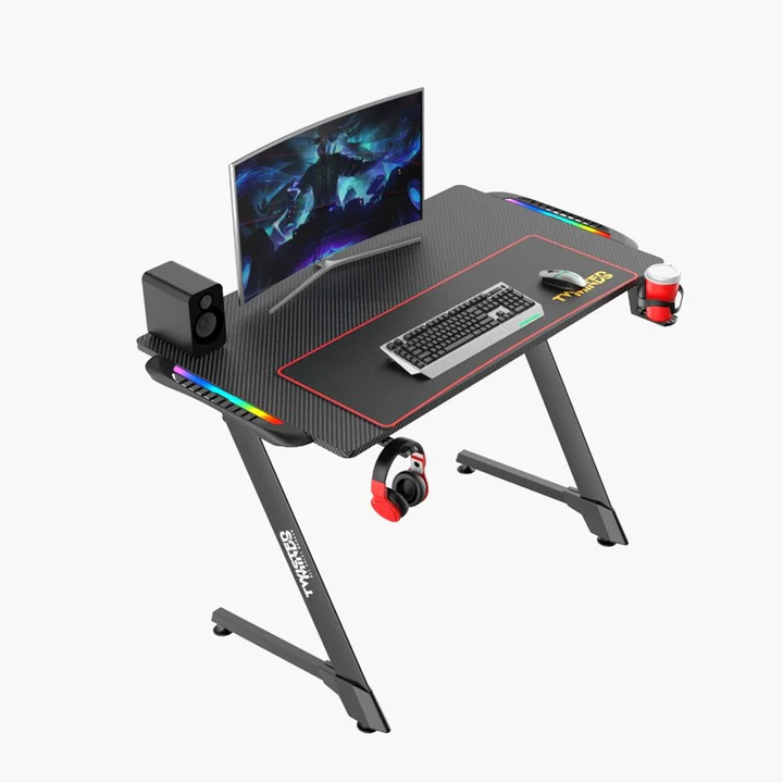 Twisted Minds Z Shaped Gaming Desk Carbon Fiber Texture - Rgb-123273 Twisted Minds Z Shaped Gaming Desk Carbon Fiber Texture - Rgb-123273