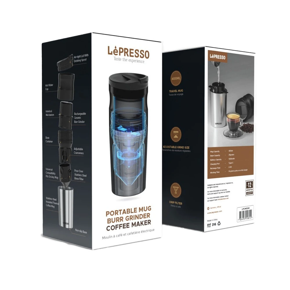 LePesso Portable Mug Burr Grinder Coffee Maker-126124 LePesso Portable Mug Burr Grinder Coffee Maker-126124