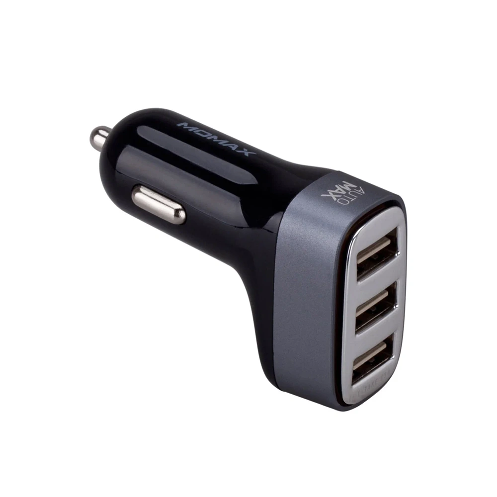 MOMAX Polar Light Series Car Charger-Dual 3 USB Ports -Black-0 MOMAX Polar Light Series Car Charger-Dual 3 USB Ports -Black-0