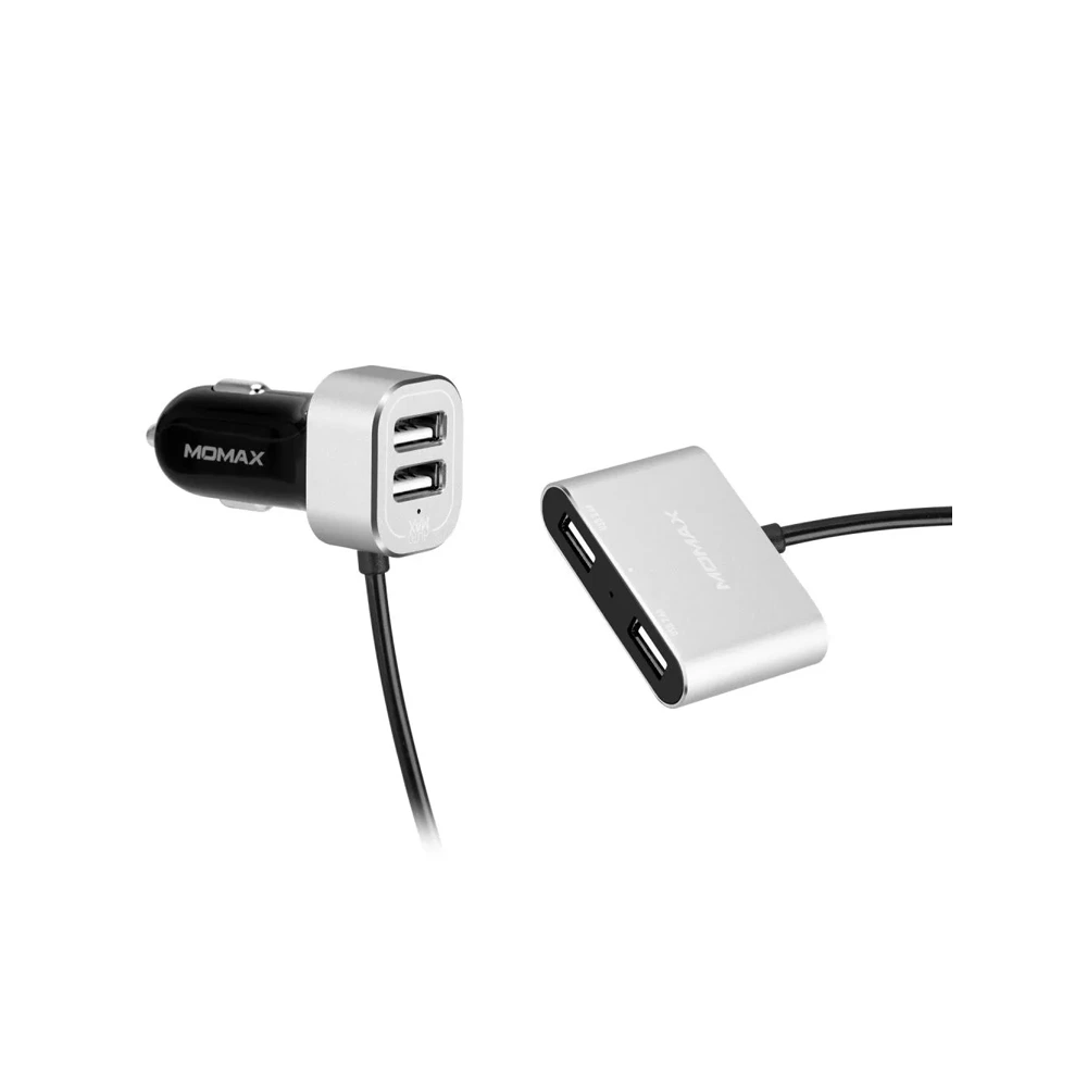 Car charger with extension Momax UC6 Dual USB Extension Hub Silver-0 Car charger with extension Momax UC6 Dual USB Extension Hub Silver-0