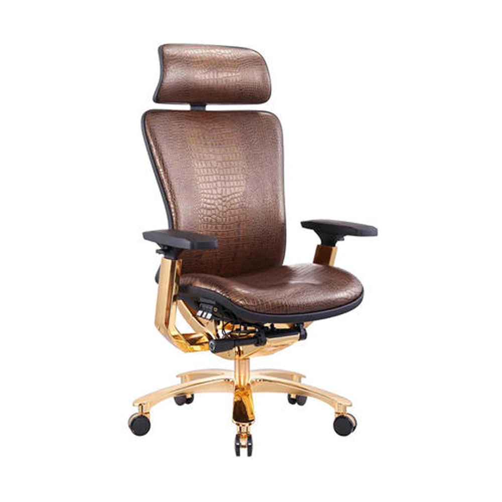High Back Bifma Chair Real Leather Ergonomic Golden Chair-126354 High Back Bifma Chair Real Leather Ergonomic Golden Chair-126354