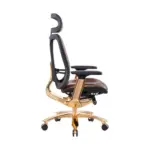 High Back Bifma Chair Real Leather Ergonomic Golden Chair-126355