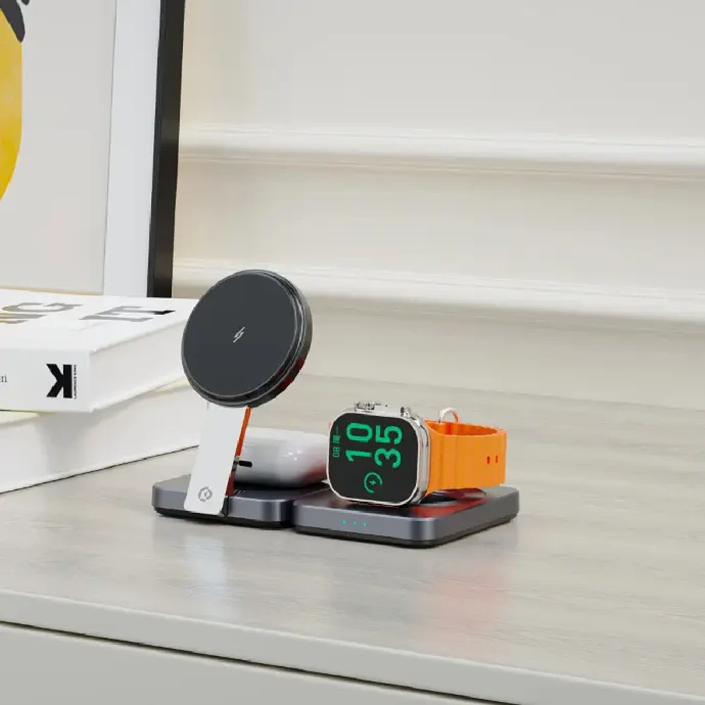 Powerology Qi2-15w Magsafe Iph15 Multi-device Charging Stand - Black-126367 Powerology Qi2-15w Magsafe Iph15 Multi-device Charging Stand - Black-126367