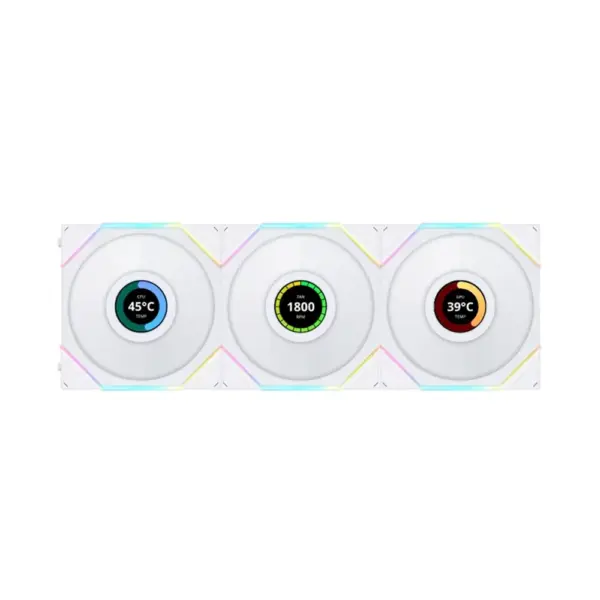 Lian Li Uni Fan Tl Lcd 120mm Argb Cooling Fan With 1.6" Lcd Screen (Pack Of 3) - White-0