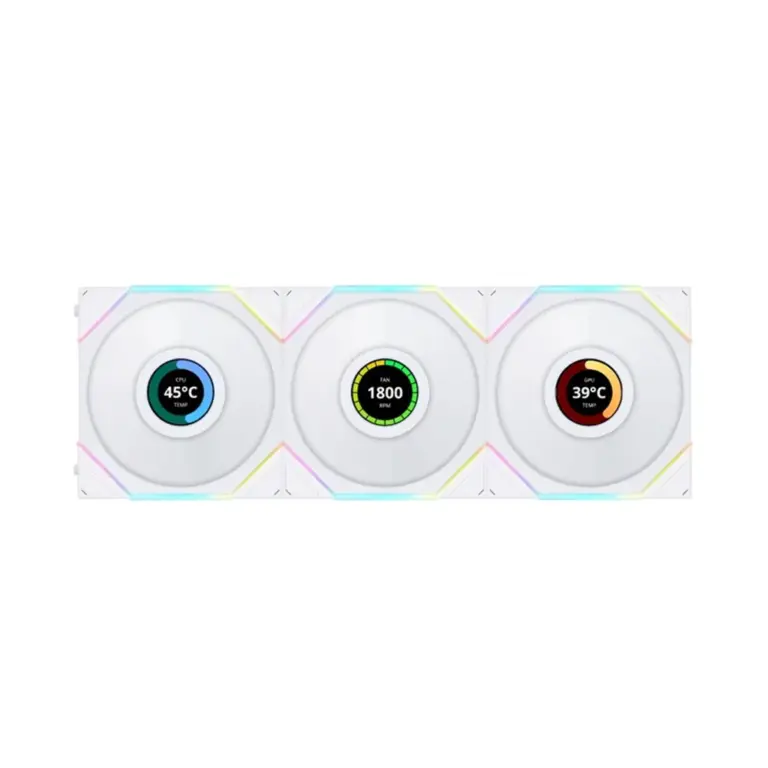 Lian Li Uni Fan Tl Lcd 120mm Argb Cooling Fan With 1.6" Lcd Screen (Pack Of 3) - White-0
