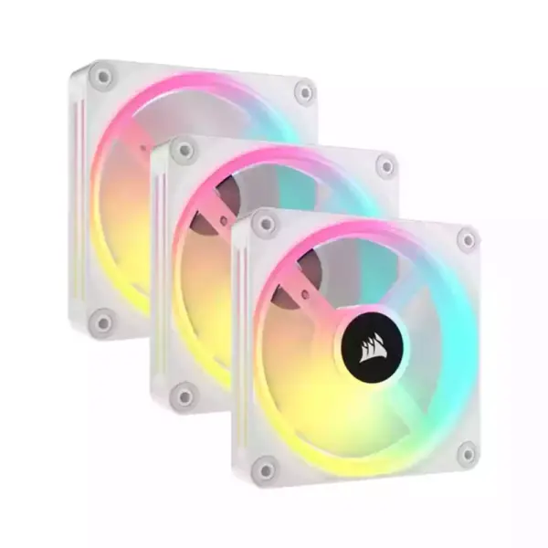 Corsair Icue Link Qx120 Rgb - 3 X 120mm Pwm Pc Fans Starter Kit With Hub - White-0