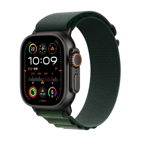 Apple Watch Ultra 2 Gps + Cellular 49mm Black Titanium Case With Dark Green Alpine Loop - Medium-0