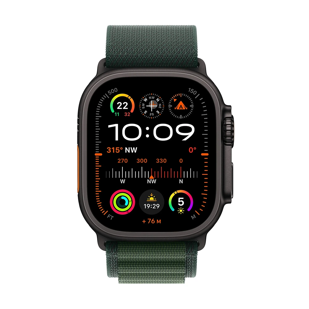 Apple Watch Ultra 2 Gps + Cellular 49mm Black Titanium Case With Dark Green Alpine Loop - Medium-thumbnail Apple Watch Ultra 2 Gps + Cellular 49mm Black Titanium Case With Dark Green Alpine Loop - Medium-thumbnail
