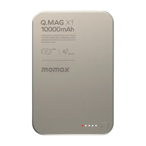 Momax Q.mag X1 Magnetic Wireless Power Bank 10000mah - Gen 2 - Titanium-0