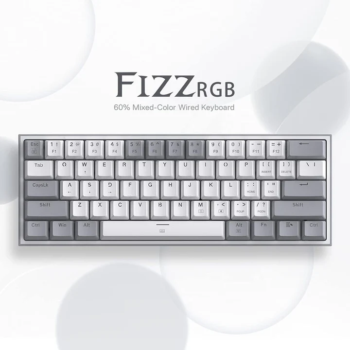 Redragon Fizz Rgb Wired Mechanical Gaming Keyboard - White/grey (Dust-proof Red) (English&arabic)-131089 Redragon Fizz Rgb Wired Mechanical Gaming Keyboard - White/grey (Dust-proof Red) (English&arabic)-131089