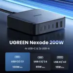 Ugreen Nexode 200w Usb C Gan Charger - 6 Ports Desktop Charger Ac-6port-200w - Space Gray-132072