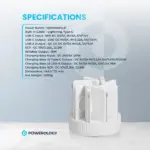 محطة باورولوجي 8 في 1، بنك طاقة لاسلكي 10000 مللي أمبير/ساعة، 120 واط - أبيض-131487