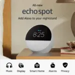 Amazon Echo Spot Smart Alarm Clock 2024 Edition - Glacier White-130507