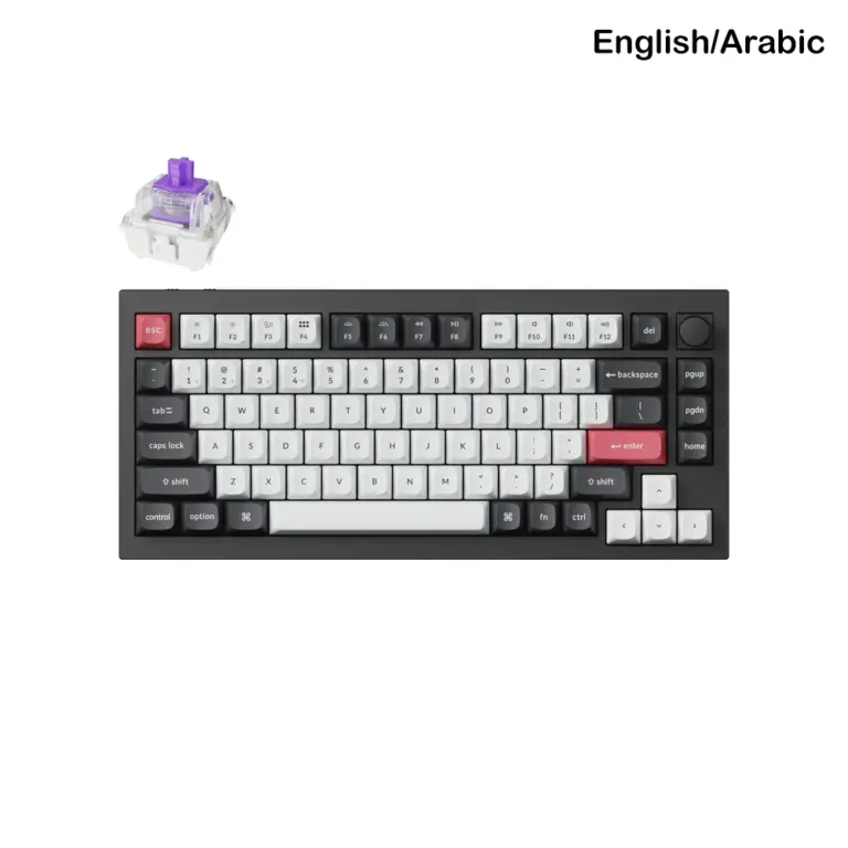 Keychron Q1 He 75% Rgb Backlight Swappable Fully Assembled Knob, Qmk Wireless Mechanical Gaming Keyboard (Gateron Double-rail Magnetic Nebula Switch) - Carbon Black - English/arabic Keyboard-0
