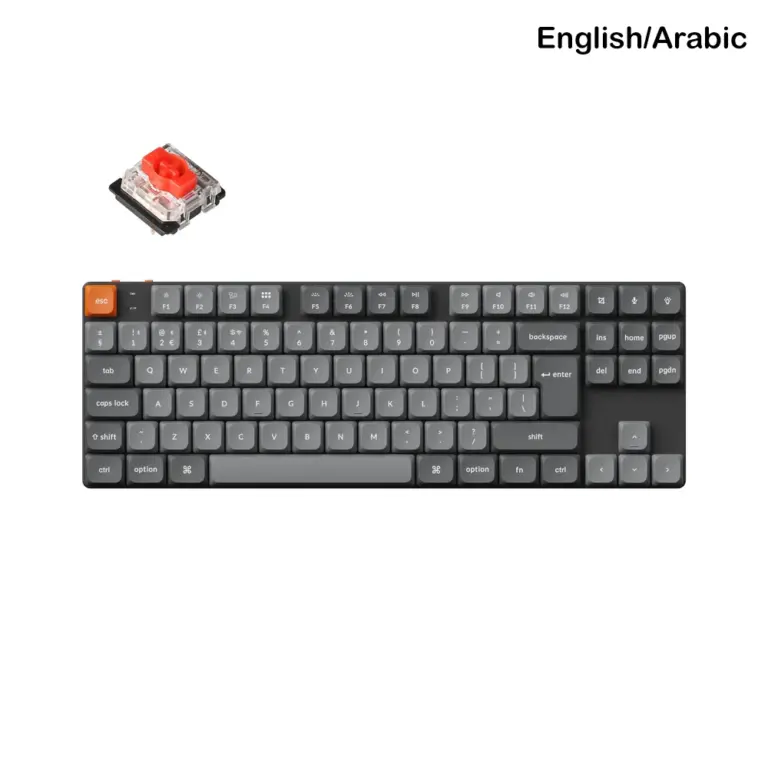 Keychron K1 Max Tkl 80% Rgb Backlight Hot Swappable Qmk/via Wireless Mechanical Gaming Keyboard (Low Profile Gateron Red Switch) - English/arabic Keyboard-0