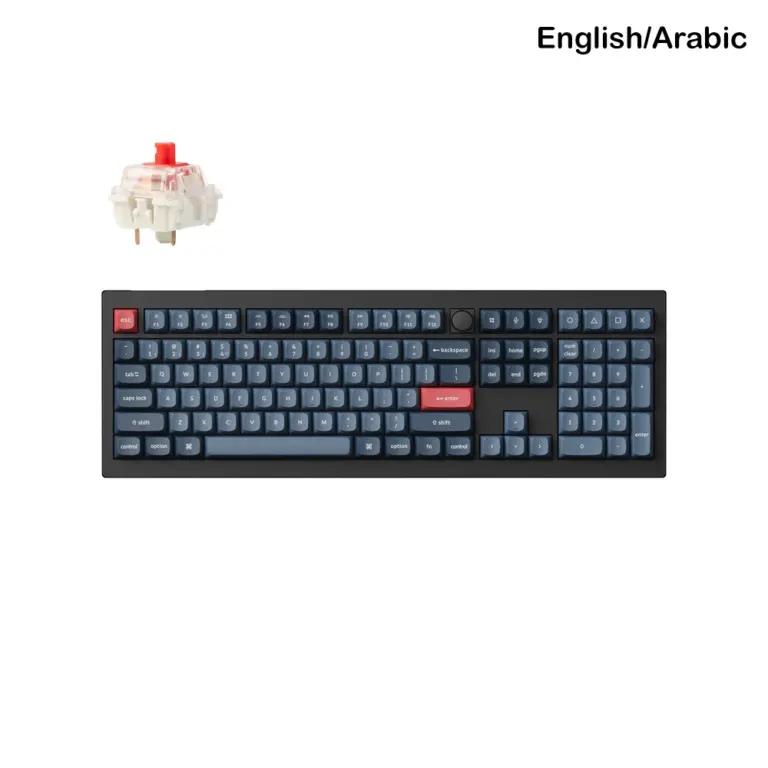 Keychron V6 Max 100% Rgb Backlight Swappable Fully Assembled Knob, Qmk/via Wireless Mechanical Gaming Keyboard (Gateron Jupiter Red Switch) - Carbon Black - English/arabic Keyboard-0