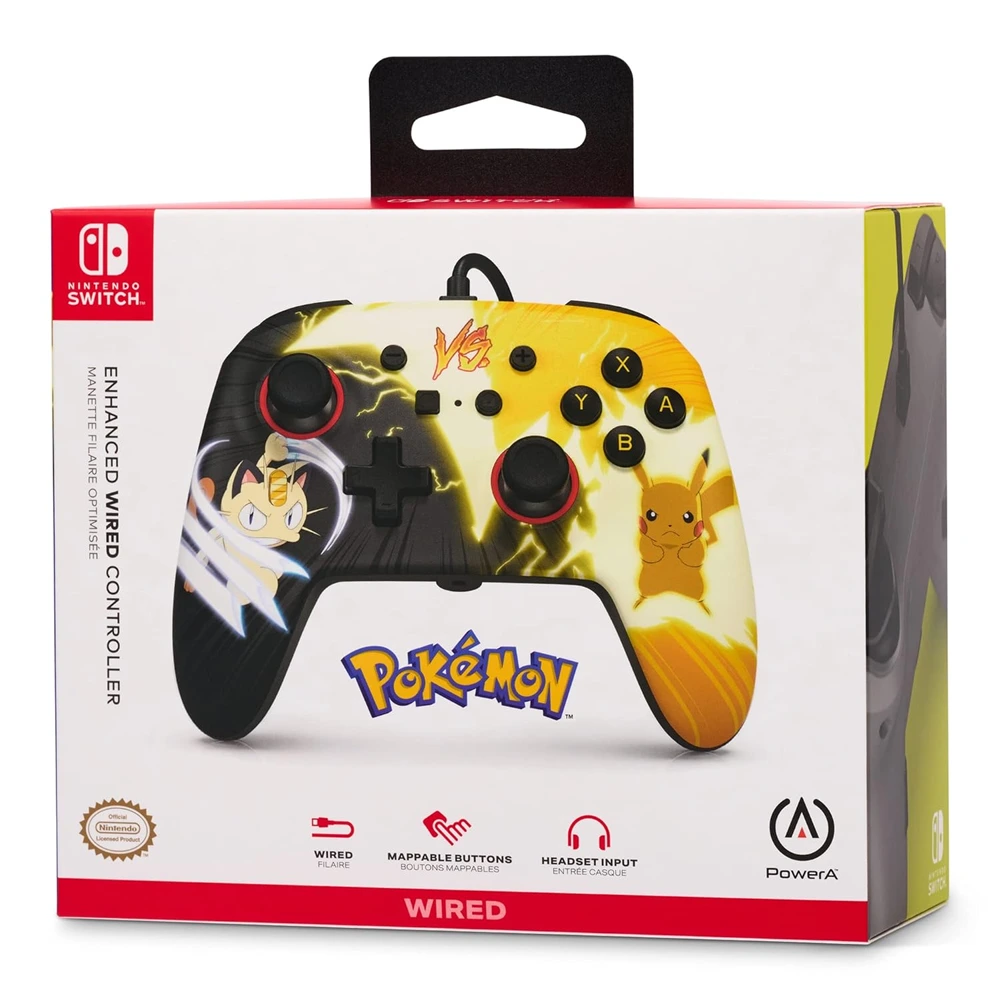 Powera Enhanced Wired Controller For Nintendo Switch - Pokémon: Pikachu Vs. Meowth-130655 Powera Enhanced Wired Controller For Nintendo Switch - Pokémon: Pikachu Vs. Meowth-130655