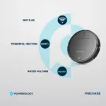 Powerology Smart Robovac Vacuum And Mop - Black-130303