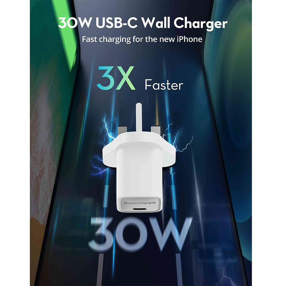 Ravpower Pd Pioneer Gan5.0  Mini Wall Charger 30w - White-130436 Ravpower Pd Pioneer Gan5.0 Mini Wall Charger 30w - White-130436