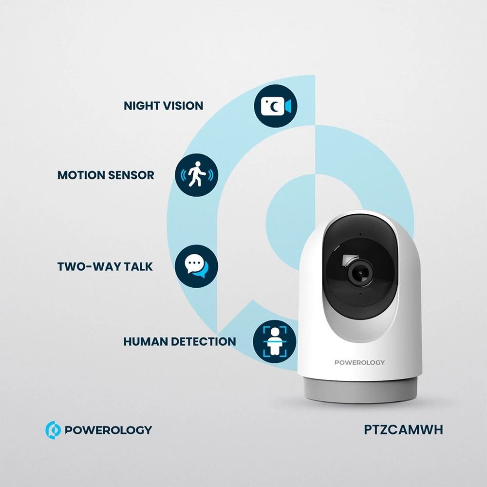 Powerology Indoor Ptz Smart Camera - White-130520 Powerology Indoor Ptz Smart Camera - White-130520