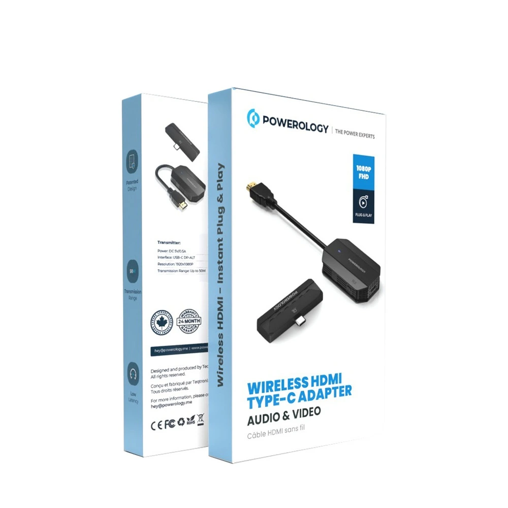 Powerology Wireless Hdmi Type-c Adapter Audio & Video-black-130609 Powerology Wireless Hdmi Type-c Adapter Audio & Video-black-130609