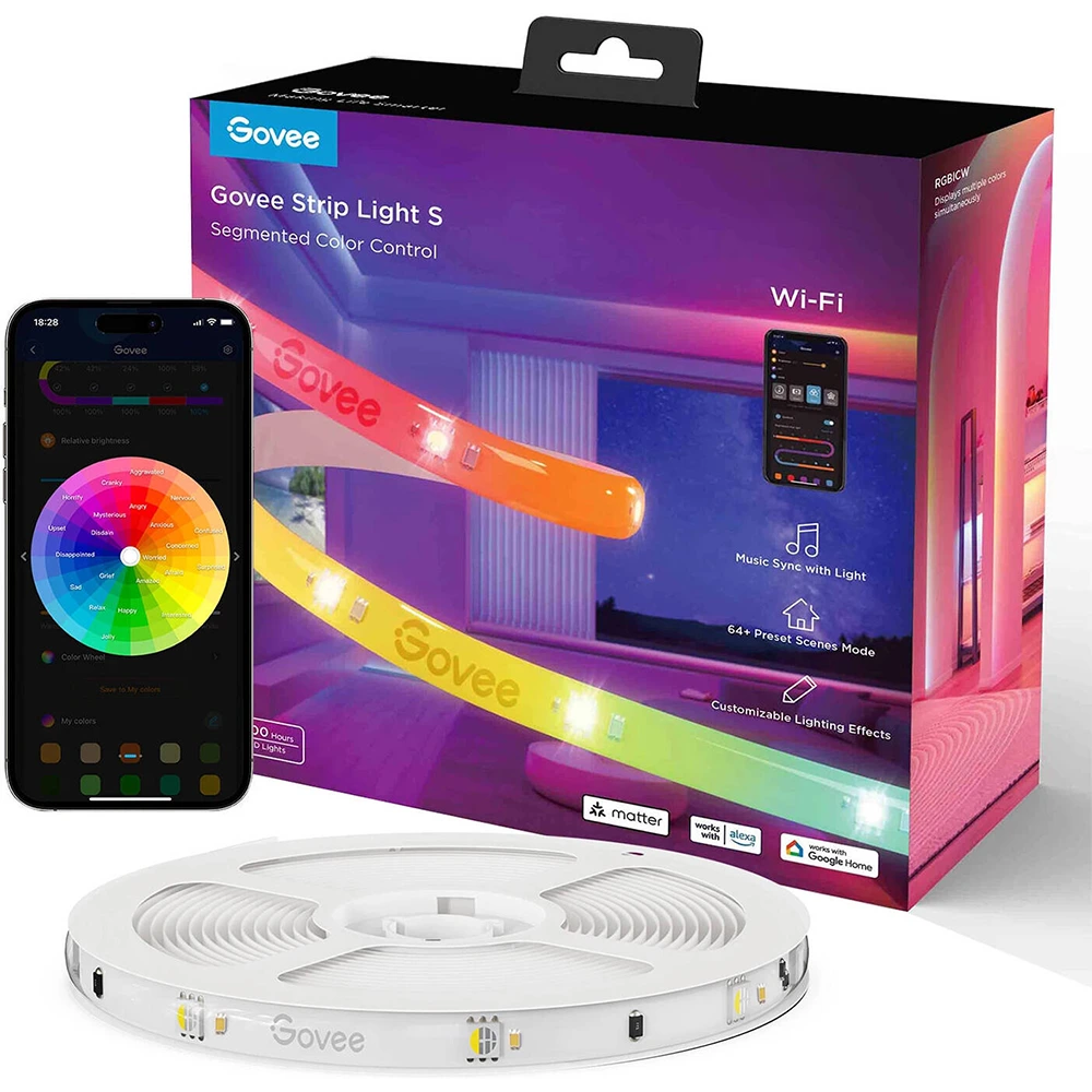 Govee Led Strip Light S, Rgbicw Technology, 64+ Scene Modes, Smart App Control, Transparent Protective Epoxy Coating, Ip67 Rated Protection - 10m -0 Govee Led Strip Light S, Rgbicw Technology, 64+ Scene Modes, Smart App Control, Transparent Protective Epoxy Coating, Ip67 Rated Protection - 10m -0