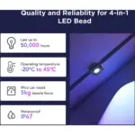 Govee Led Strip Light S, Rgbicw Technology, 64+ Scene Modes, Smart App Control, Transparent Protective Epoxy Coating, Ip67 Rated Protection - 10m -130679