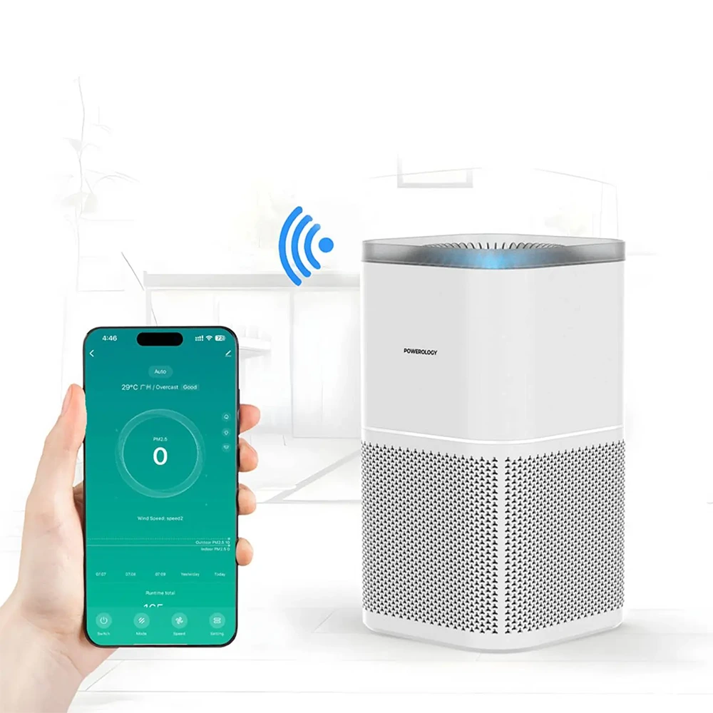 Powerology Smart Air Purifier Eliminate Odor And Smoke - White-131099 Powerology Smart Air Purifier Eliminate Odor And Smoke - White-131099