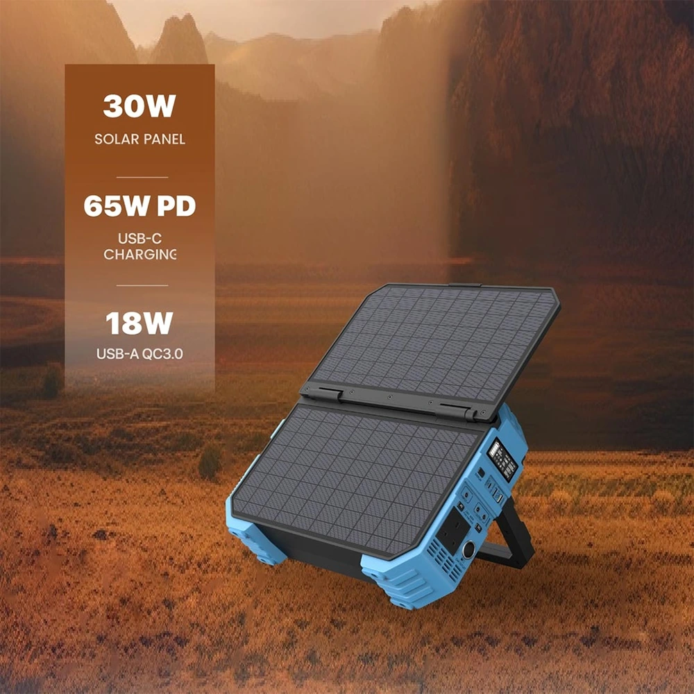 Powerology 600w 192000mah Portable Generator Integrated Solar Panel - Blue-131336 Powerology 600w 192000mah Portable Generator Integrated Solar Panel - Blue-131336