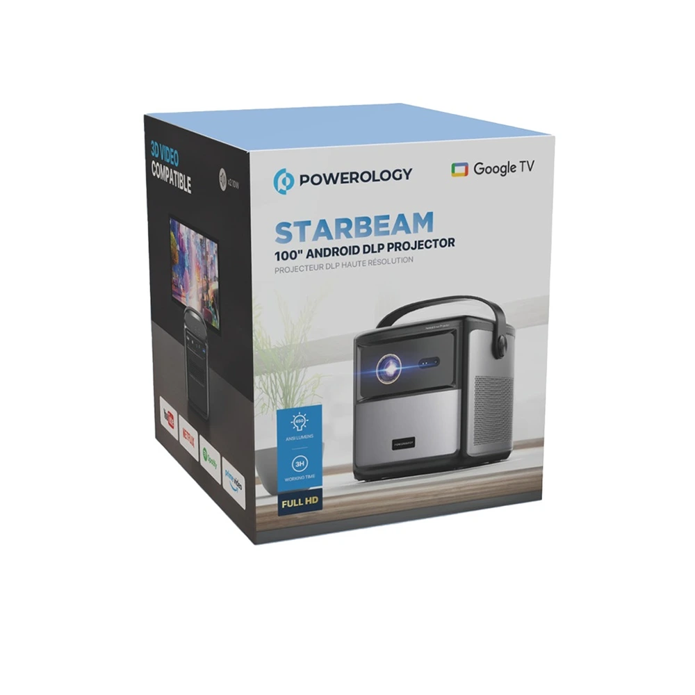 Powerology Starbeam 100" Google Dlp Projector - Black-131621 Powerology Starbeam 100" Google Dlp Projector - Black-131621