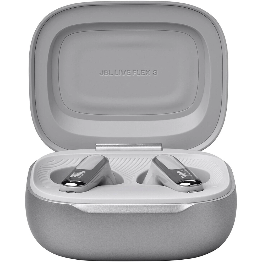 Jbl Live Flex 3 True Wireless Noise Cancelling Earbuds With Display - Silver-131756 Jbl Live Flex 3 True Wireless Noise Cancelling Earbuds With Display - Silver-131756