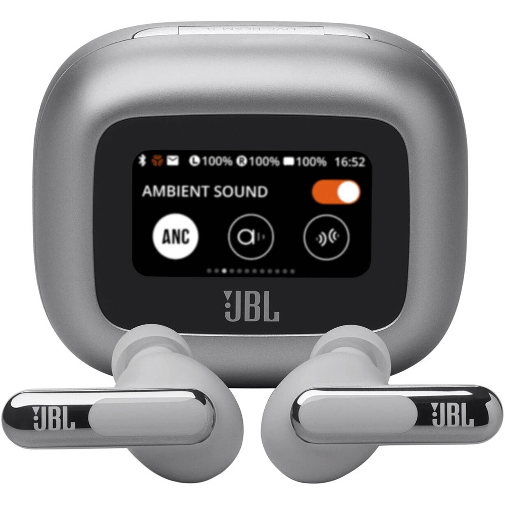 Jbl Live Beam 3 Noise Cancelling True Wireless Earbuds With Display - Silver-0 Jbl Live Beam 3 Noise Cancelling True Wireless Earbuds With Display - Silver-0