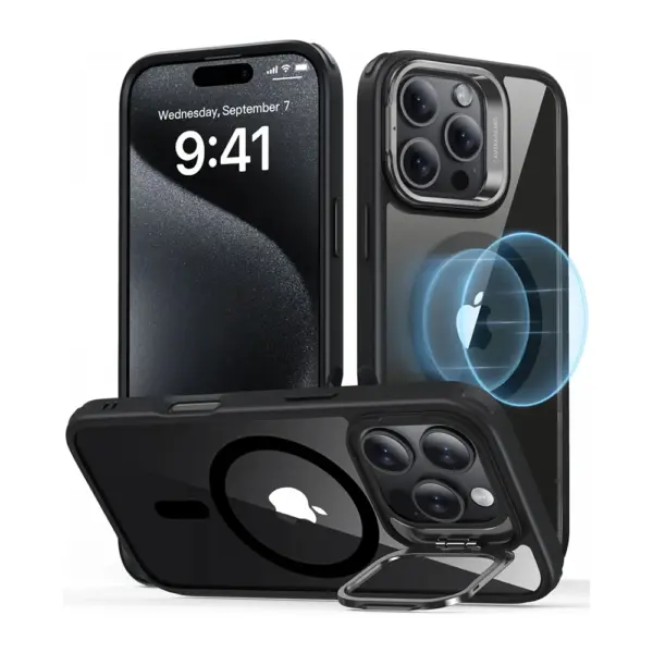 Esr Iphone 16 Pro Classic Hybrid Case With Stash Stand - Clear Black-0