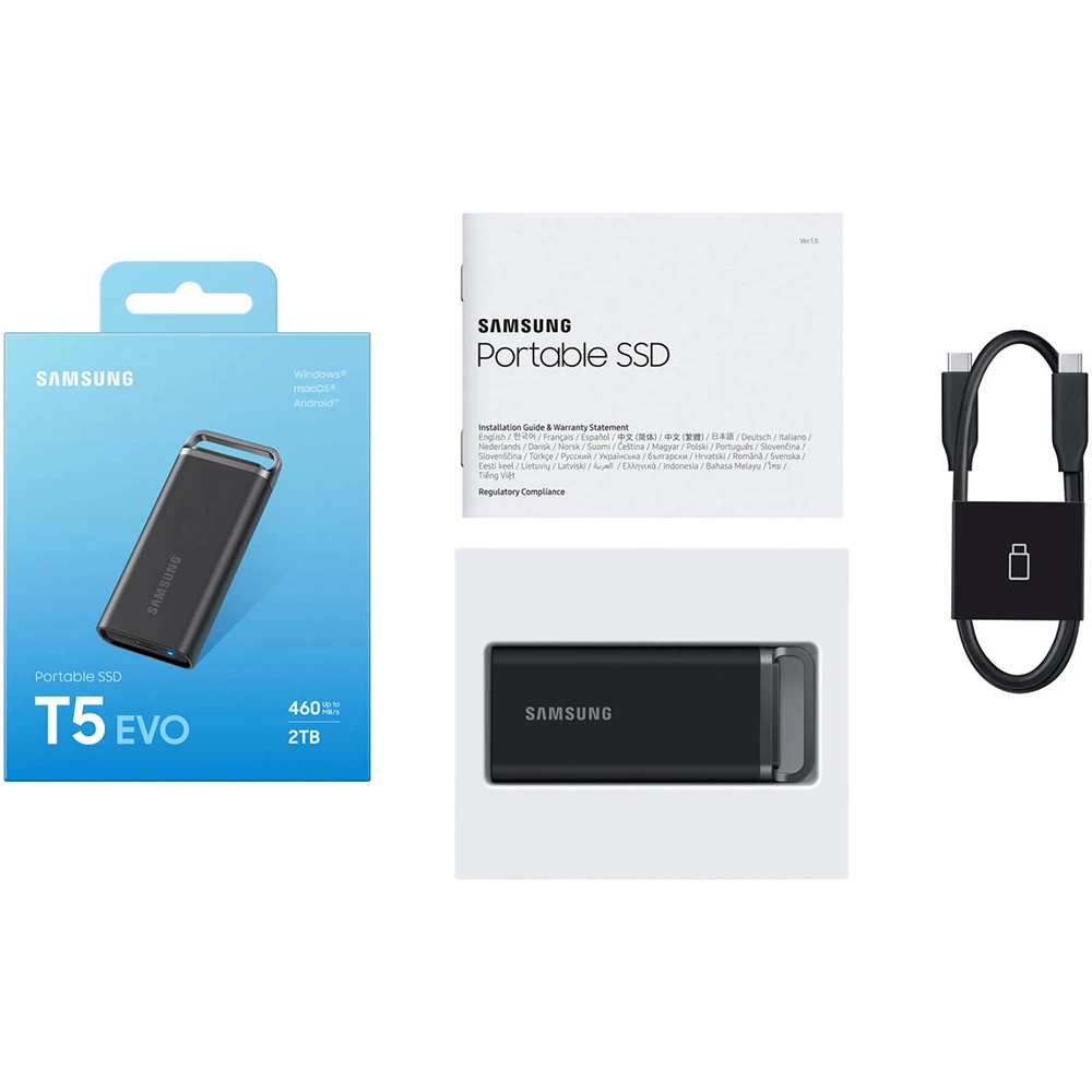 Samsung T5 Evo 2tb Portable Ssd Up To 460 Mb/s Read Speed - Black-132360 Samsung T5 Evo 2tb Portable Ssd Up To 460 Mb/s Read Speed - Black-132360