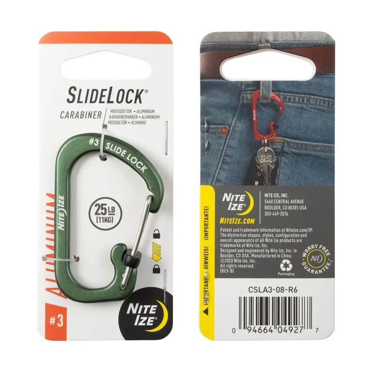 Nitelze Slide Lock Carabiner Aluminum - Olive-0