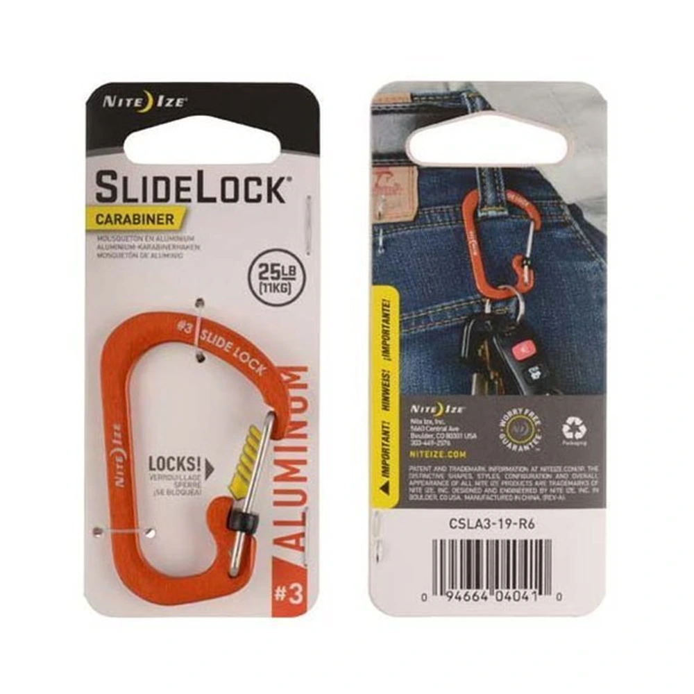 Nitelze Slide Lock Carabiner Aluminium - Orange-0 Nitelze Slide Lock Carabiner Aluminium - Orange-0