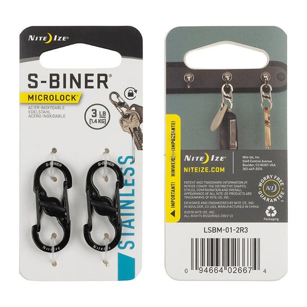 Nitelze S-biner Microlock 2pack - Staineless Black -0 Nitelze S-biner Microlock 2pack - Staineless Black -0