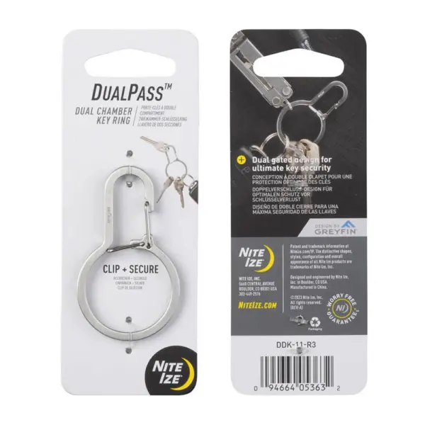 Nitelze Dual Pass Dual Chamber Key Ring - Staineless-0