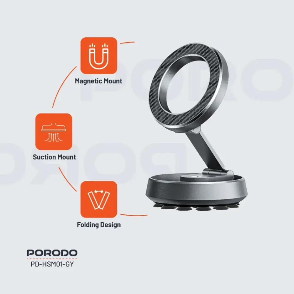 Porodo Hs01 Duo Mount Magsafe & Suction - Gray-132981 Porodo Hs01 Duo Mount Magsafe & Suction - Gray-132981