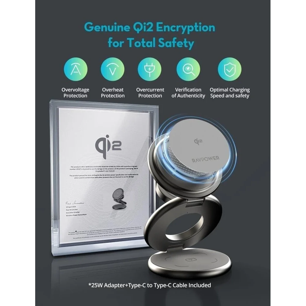 Ravpower Premium Foldable Magnetic 3 In 1 Charging Station-133090 Ravpower Premium Foldable Magnetic 3 In 1 Charging Station-133090