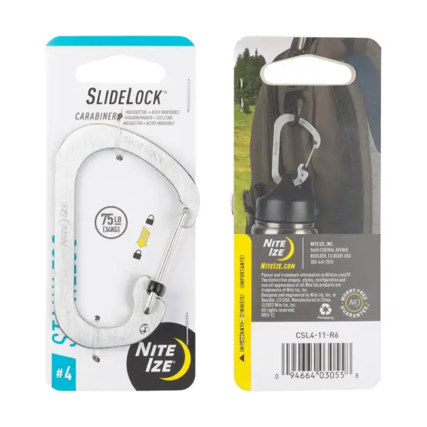 Nitelze Slide Lock Carabiner Stainless Steel #4 - Stainless-0