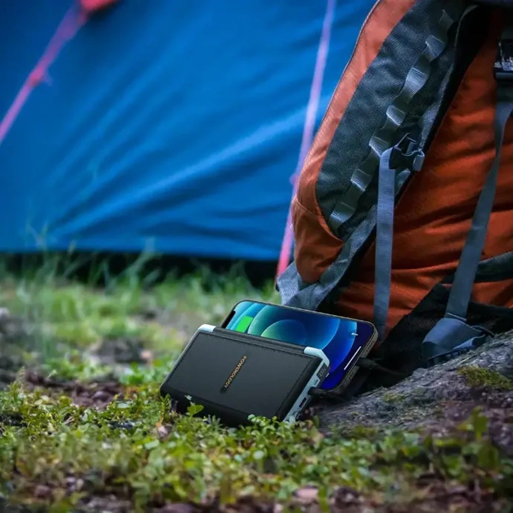 Powerology 16000mah Solar Multi-cable Power Bank - Black-133465 Powerology 16000mah Solar Multi-cable Power Bank - Black-133465