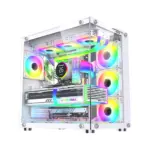 Lovingcool Ufo Ii Tempered Glass Panoramic Rgb Gaming Pc Case - White (Pre-installed 10 Fan)-0