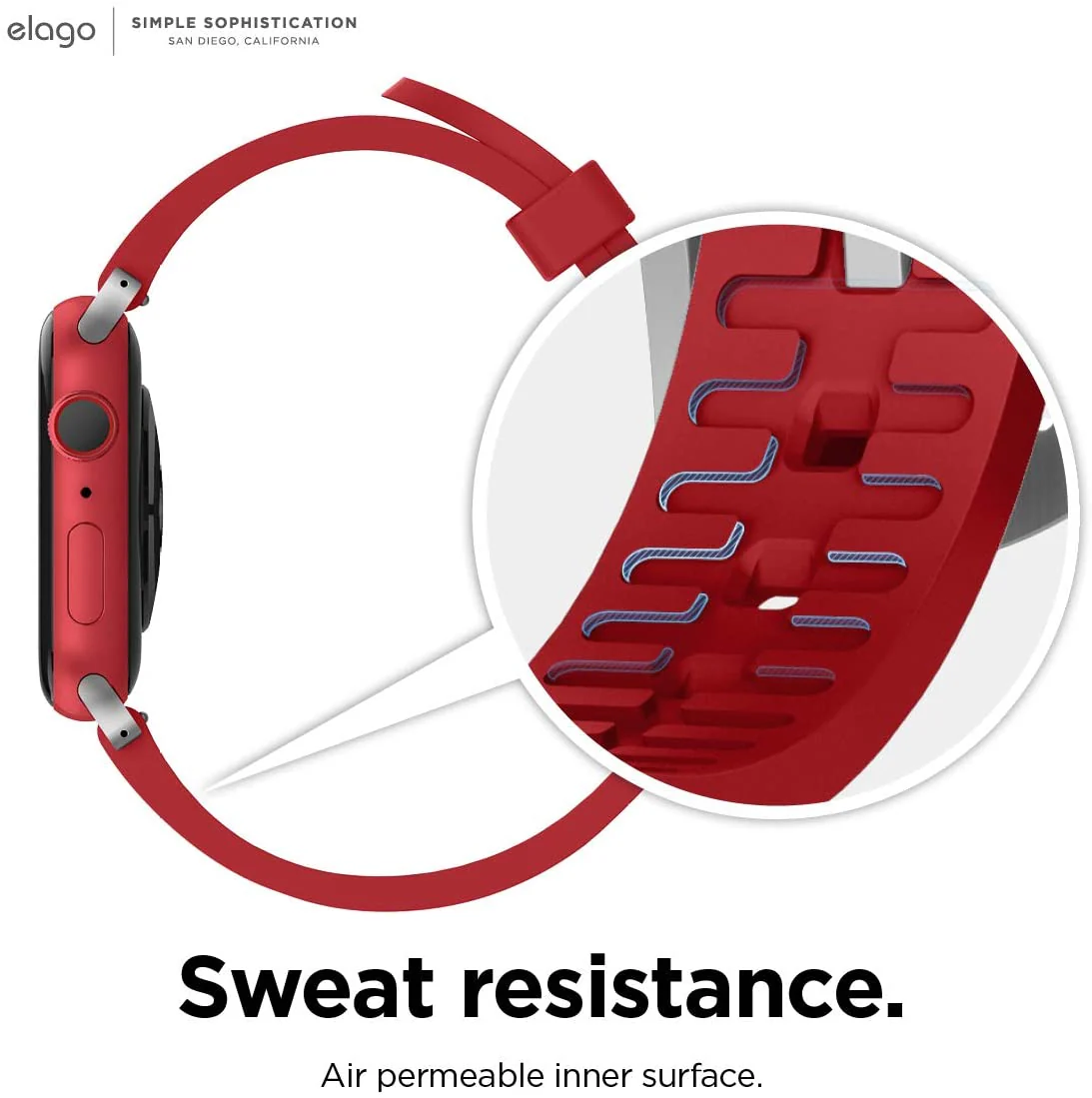 Elago Apple Watch 45/44/42mm Ultra Premium Fluoro Rubber Strap - Red-132787 Elago Apple Watch 45/44/42mm Ultra Premium Fluoro Rubber Strap - Red-132787