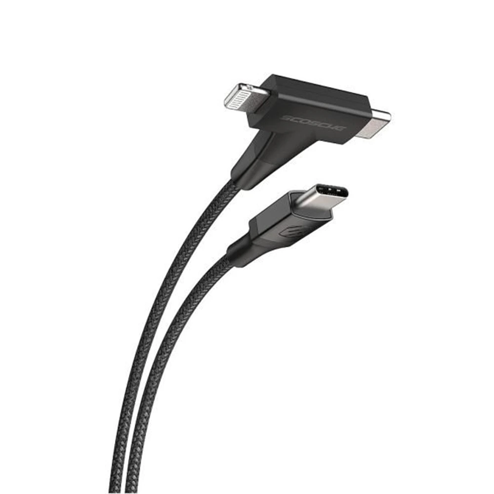 Scosche Strikeline 2-in-1 Usb-c To C/lightning Cable 4ft - Black-0 Scosche Strikeline 2-in-1 Usb-c To C/lightning Cable 4ft - Black-0