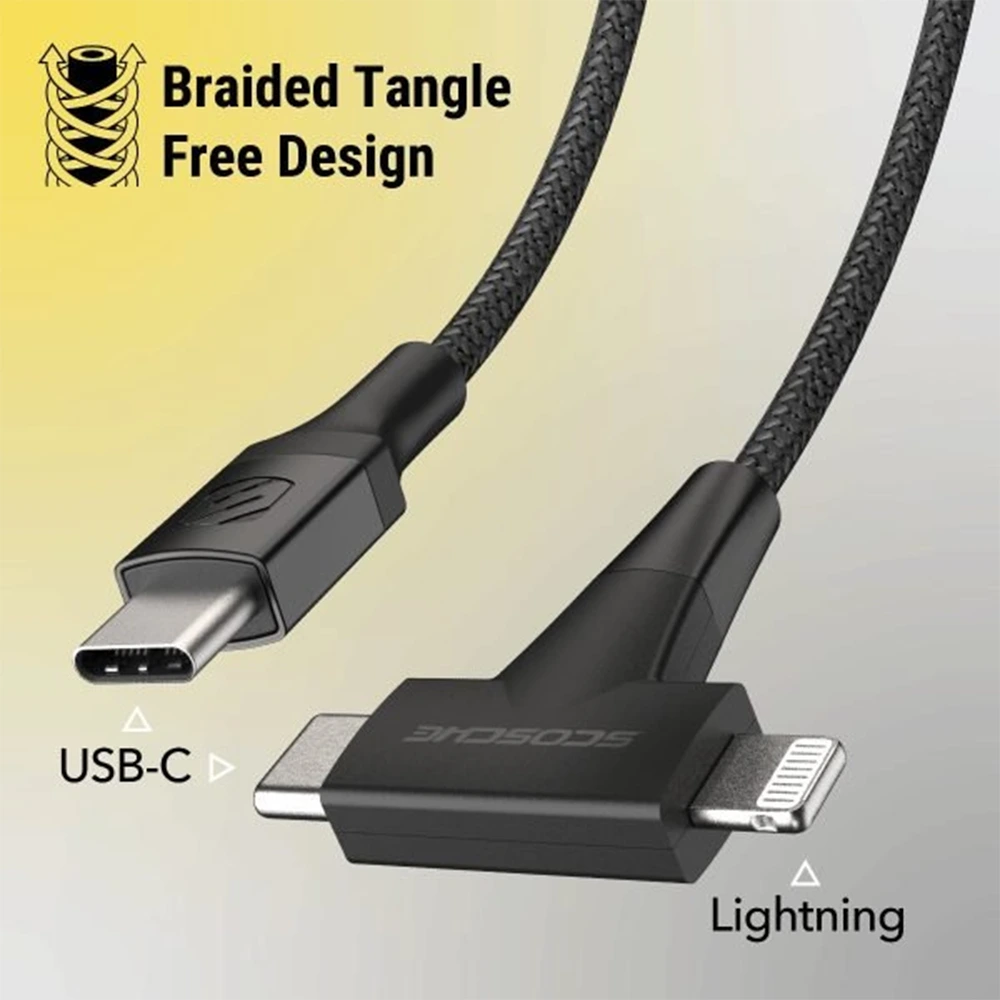 Scosche Strikeline 2-in-1 Usb-c To C/lightning Cable 4ft - Black-132814 Scosche Strikeline 2-in-1 Usb-c To C/lightning Cable 4ft - Black-132814