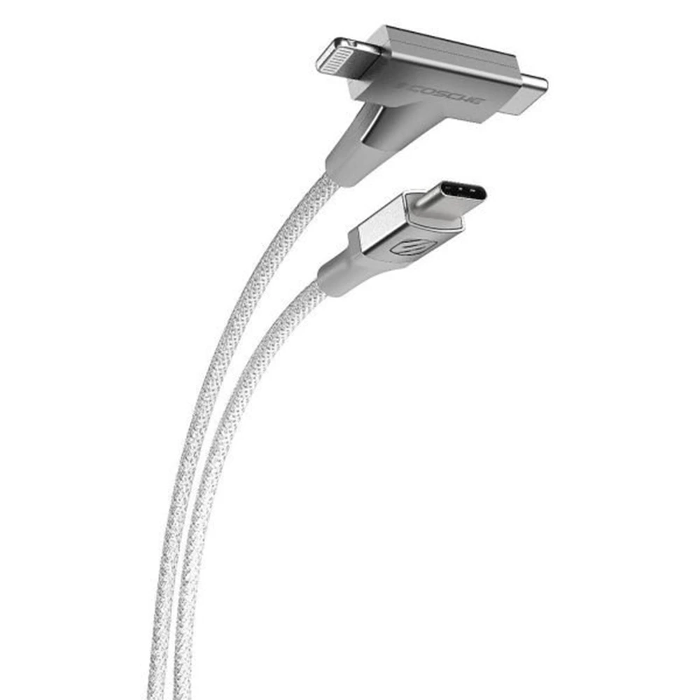 Scosche Strikeline 2-in-1 Usb-c To C/lightning Cable 4ft - White-0 Scosche Strikeline 2-in-1 Usb-c To C/lightning Cable 4ft - White-0