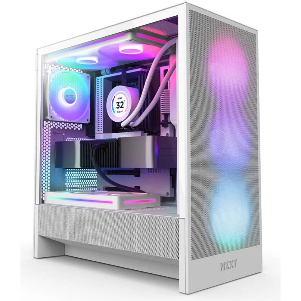 Nzxt H Series H5 Flow Rgb (2024)compact Mid-tower Atx Case With Rgb Fans - White-0 Nzxt H Series H5 Flow Rgb (2024)compact Mid-tower Atx Case With Rgb Fans - White-0