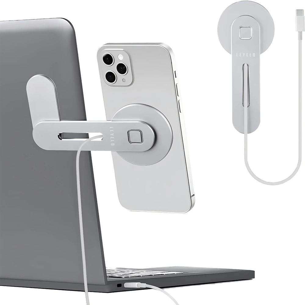 Levelo Energia Magsafe Wireless Charging Phone Stand - Silver-0 Levelo Energia Magsafe Wireless Charging Phone Stand - Silver-0