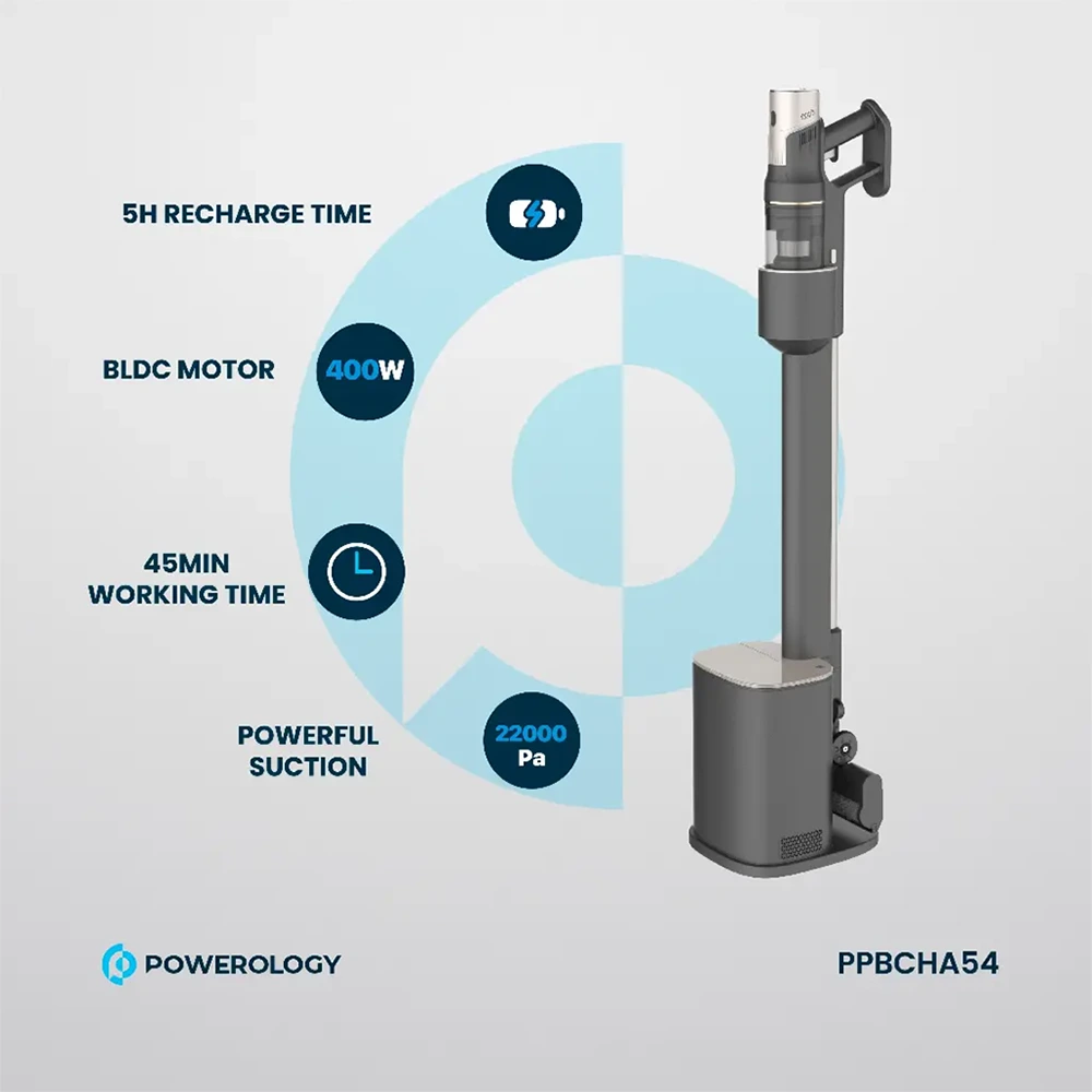Powerology Cordless Vacuum Auto-disposal Charging - Black-133832 Powerology Cordless Vacuum Auto-disposal Charging - Black-133832